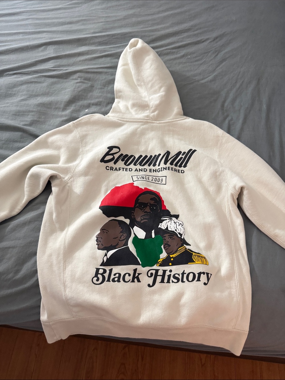 Brown Mill "Black History" Graphic Hoodie - Cream Heavyweight Hoodie